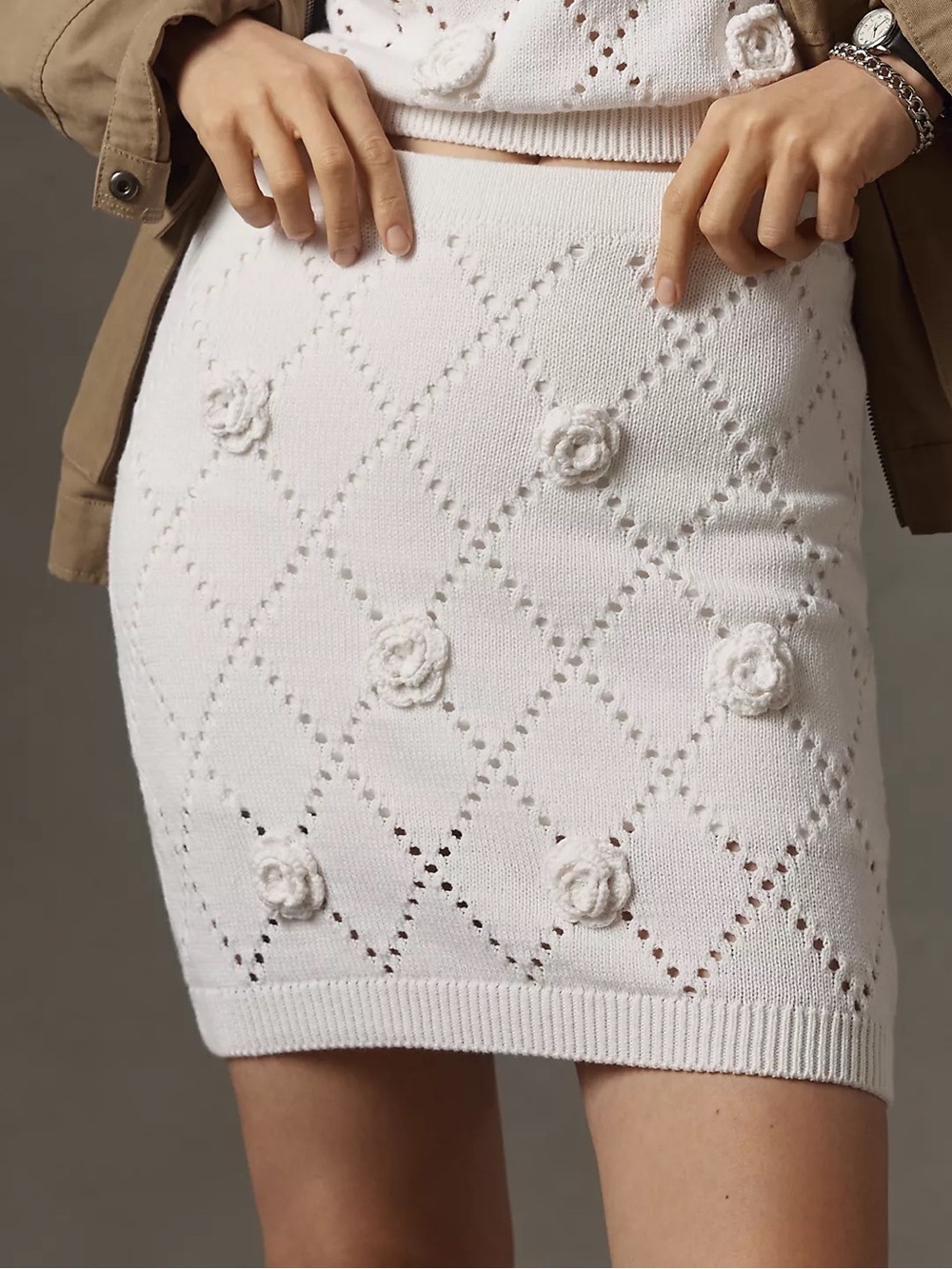 Maeve 3D Floral Knit Mini Skirt
